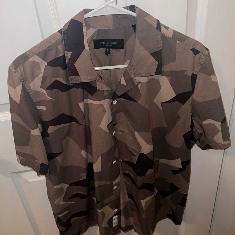 Rag and Bone Camo Short Sleeve Button Down